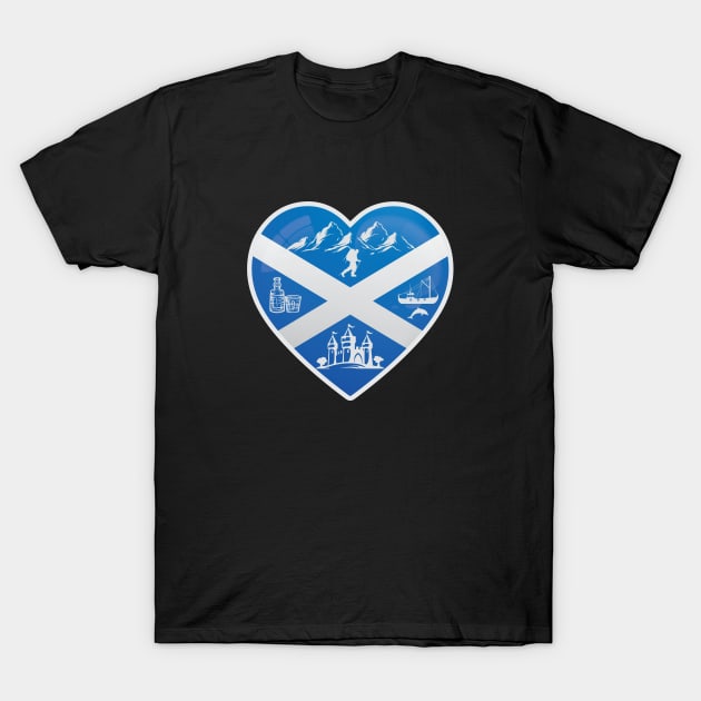 I Love Scotland Castle Whisky Hiking Highlands T-Shirt by NoPlanB